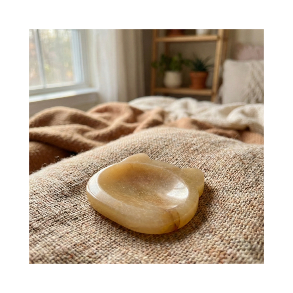 Luna the Yellow Jade – Cat Shaped Worry Stone