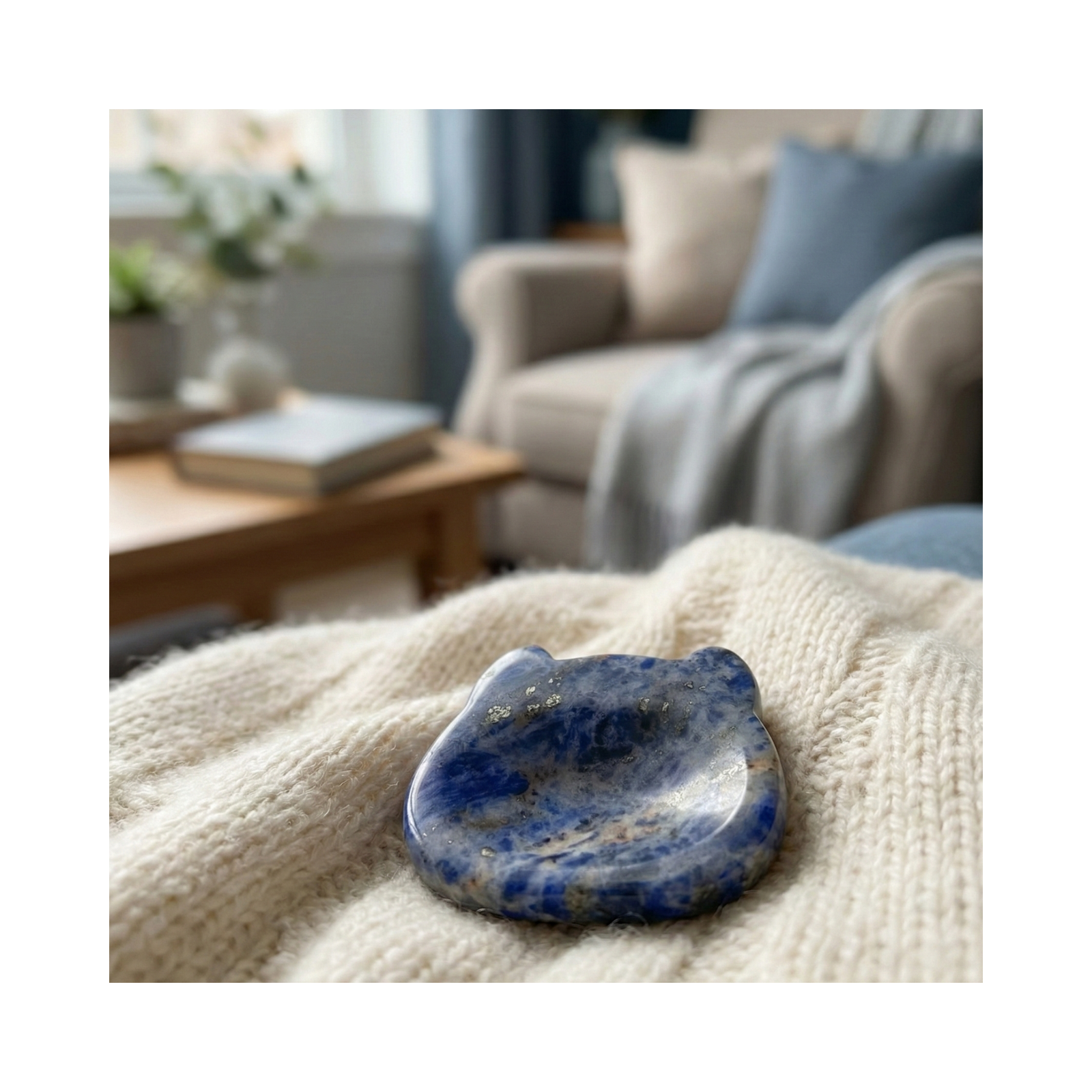 Luna the Sodalite – Cat Shaped Worry Stone