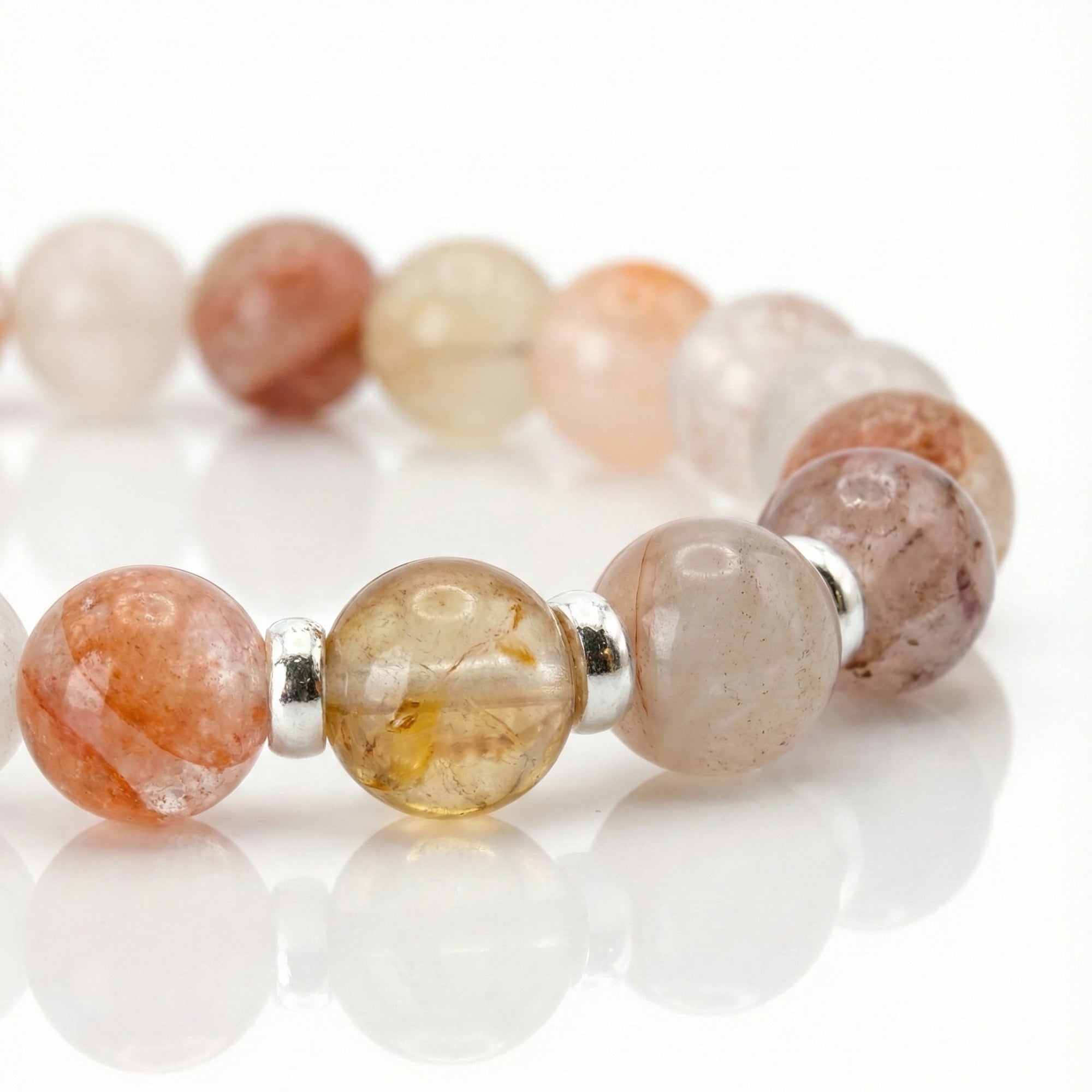 AMEIRA Healing Bracelet – Red Amphibole Quartz with crystal detail in side view angle