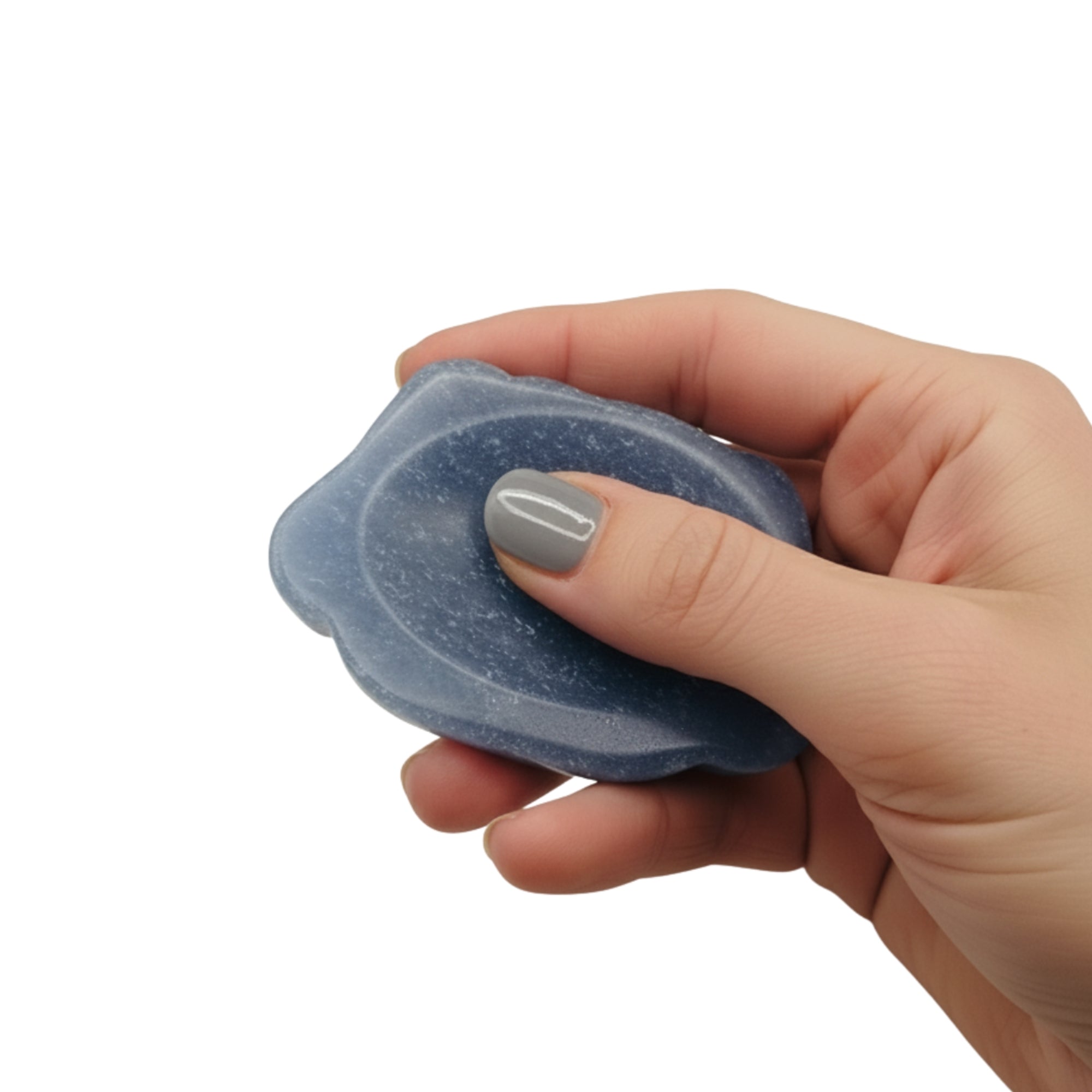 Buddy - Dog shaped crystal worry stone in Blue Aventurine rubbing in thumb