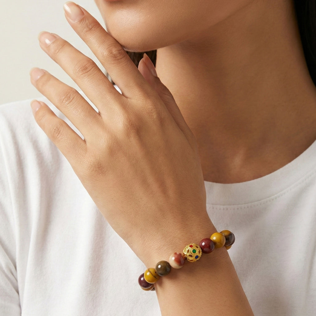 MIRA Health Bracelet – Mookaite worn on wrist