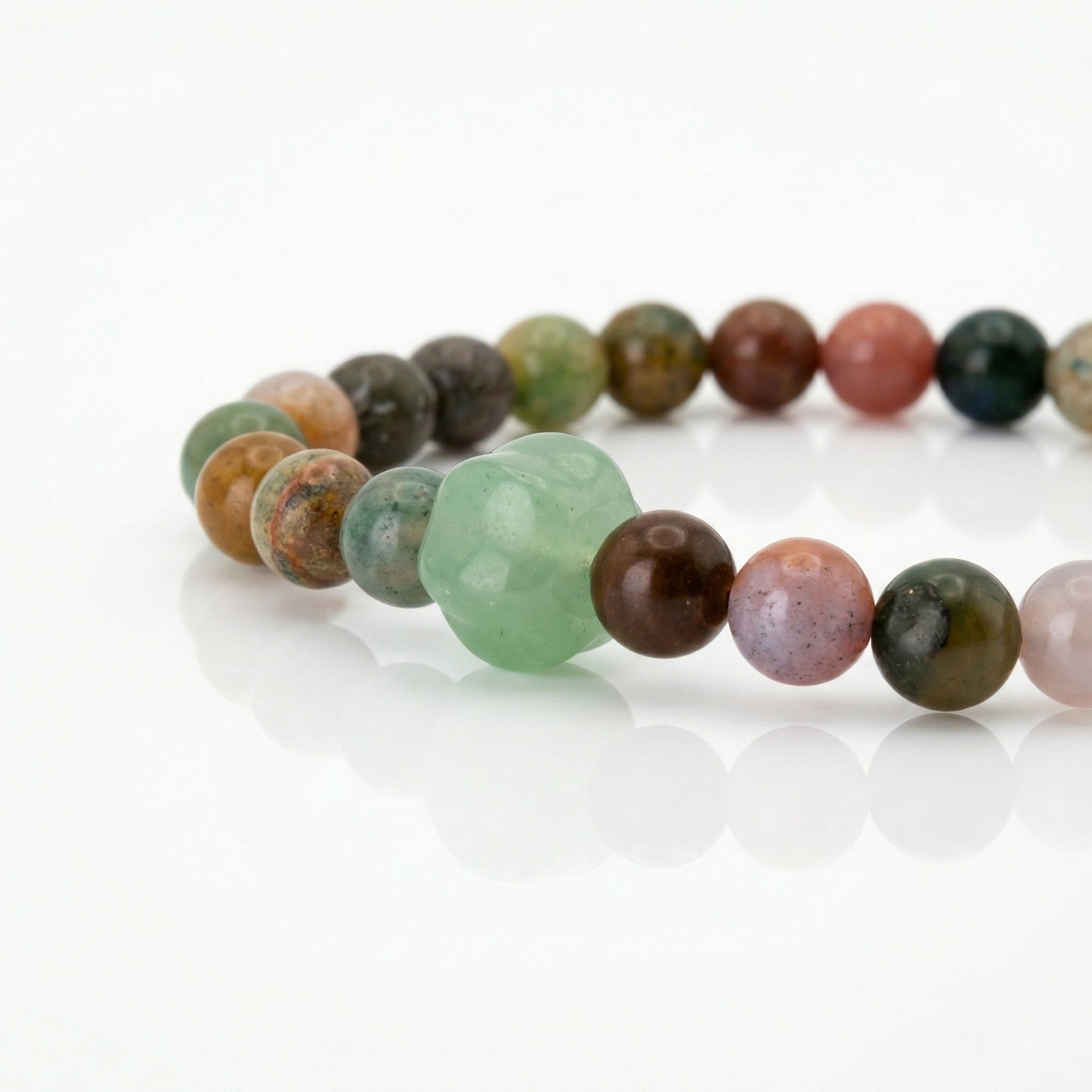 NERIAH Health Bracelet – Green Aventurine & Indian Agate with centerpiece details