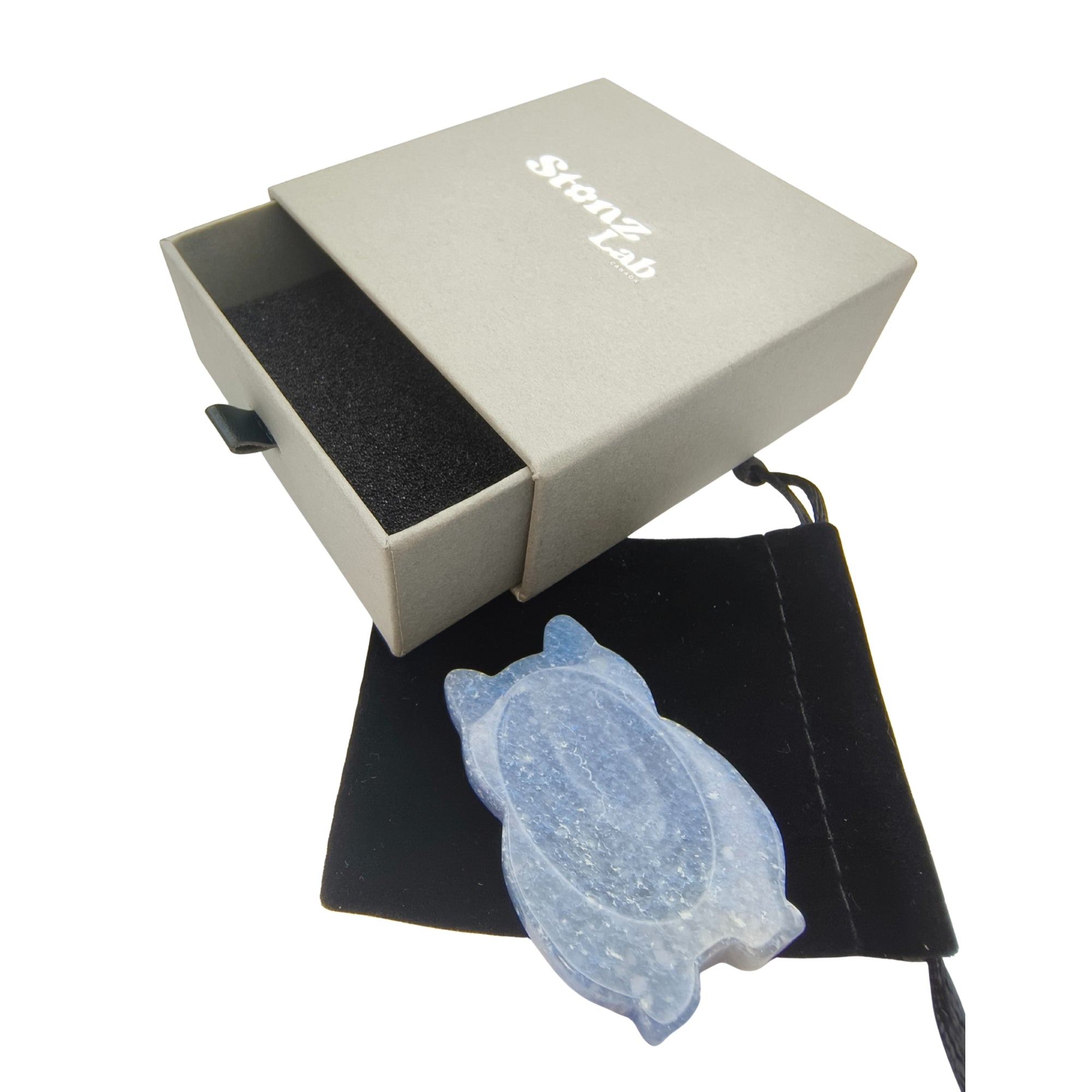 Pico - Hamster shaped crystal worry stone with pouch and gift box packing